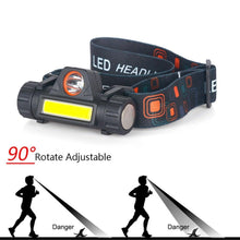 Load image into Gallery viewer, Waterproof 2 Light Mode USB LED Headlight With Magnet Rechargeable Headlamp Built-in 18650 Battery Flashlight  COB Work Light For Outdoor Camping Cycling Fishing Headlamp Flashlight
