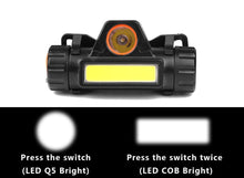 Load image into Gallery viewer, Waterproof 2 Light Mode USB LED Headlight With Magnet Rechargeable Headlamp Built-in 18650 Battery Flashlight  COB Work Light For Outdoor Camping Cycling Fishing Headlamp Flashlight
