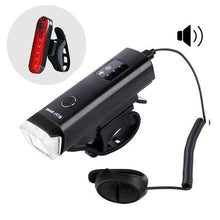 Load image into Gallery viewer, Waterproof Bicycle Light Smart Front Lamp Headlight With Horn USB Rechargeable LED Cycling Flashlight Bicycle Lights Set Powerful Lumens LED Bike Front For Adults Road Cycling Safety Flashlight
