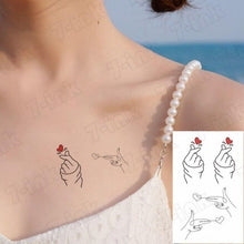 Load image into Gallery viewer, Waterproof Temporary Tattoo Lavender Stickers Butterfly Flower Luxury Small Tattoo For Body Arm

