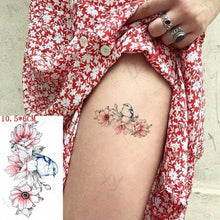 Load image into Gallery viewer, Waterproof Temporary Tattoo Lavender Stickers Butterfly Flower Luxury Small Tattoo For Body Arm
