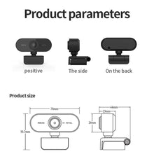 Load image into Gallery viewer, Webcam 1080P web camera with microphone Web USB Camera Full HD For PC computer Live Video Calling Work Conferencing Recording Gaming 3D Noise Reduction
