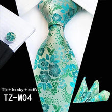 Load image into Gallery viewer, Wedding Bridegroom Floral Print Silk Necktie With Cufflinks Set Fashion High Quality Necktie Set For Men
