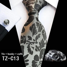 Load image into Gallery viewer, Wedding Bridegroom Floral Print Silk Necktie With Cufflinks Set Fashion High Quality Necktie Set For Men
