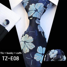 Load image into Gallery viewer, Wedding Bridegroom Floral Print Silk Necktie With Cufflinks Set Fashion High Quality Necktie Set For Men
