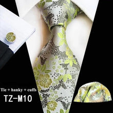 Load image into Gallery viewer, Wedding Bridegroom Floral Print Silk Necktie With Cufflinks Set Fashion High Quality Necktie Set For Men

