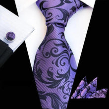 Load image into Gallery viewer, Wedding Bridegroom Floral Print Silk Necktie With Cufflinks Set Fashion High Quality Necktie Set For Men
