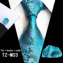 Load image into Gallery viewer, Wedding Bridegroom Floral Print Silk Necktie With Cufflinks Set Fashion High Quality Necktie Set For Men
