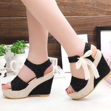 Load image into Gallery viewer, Wedding Lace Women Heeled Shoes Summer Sandals Party Platform High Heels Woman Espadrilles Platform Ankle Strap Lace Bow High Heels Summer Casual Beach Sandals
