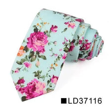 Load image into Gallery viewer, Wedding Men Floral Tie Skinny Cotton Casual Neck Tie Elegant Neckties Flower Print Fashionable Design
