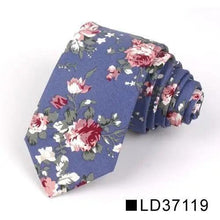 Load image into Gallery viewer, Wedding Men Floral Tie Skinny Cotton Casual Neck Tie Elegant Neckties Flower Print Fashionable Design
