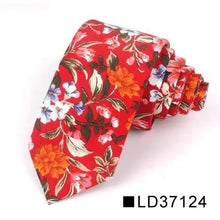 Load image into Gallery viewer, Wedding Men Floral Tie Skinny Cotton Casual Neck Tie Elegant Neckties Flower Print Fashionable Design

