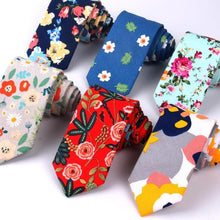 Load image into Gallery viewer, Wedding Men Floral Tie Skinny Cotton Casual Neck Tie Elegant Neckties Flower Print Fashionable Design
