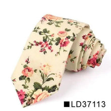 Load image into Gallery viewer, Wedding Men Floral Tie Skinny Cotton Casual Neck Tie Elegant Neckties Flower Print Fashionable Design

