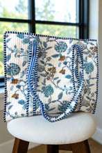 Load image into Gallery viewer, SC - ETA 3/9 - Sasha Blue and White Floral Tote Bag
