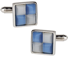 Load image into Gallery viewer, White &amp; Blue Cufflinks
