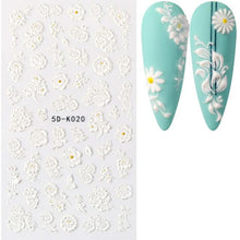 Load image into Gallery viewer, White Embossed Flower Lace 5D Sticker Decal Wedding Nail Art Designs Floral Flower Transfer Decal  Geometry  3D Wave Design Decoration for Women Girls Tape Nail Art Stickers Decal Decoration Geometry Transfer Decals Nail Art Decorations Decoration Decal
