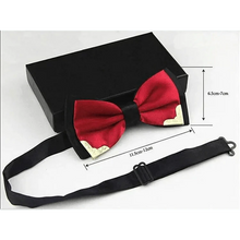 Load image into Gallery viewer, White Men Elegant Polyester Butterfly Bowtie Metal Corners Wedding Bowtie Party Bow Ties
