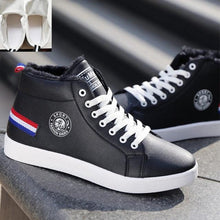 Load image into Gallery viewer, White Men Winter Plush Shoes Boys Comfort Sneakers Leather High Top Sneakers Trendy Style Casual Shoes Fashion Sneakers Breathable Comfort Walking Shoes For Mens
