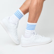 Load image into Gallery viewer, White/Powder 4 Stripe Casual Socks

