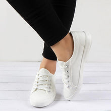 Load image into Gallery viewer, White Summer Womens Sneakers Trainers White Leather Canvas Shoes Tenis Classic Casual Cotton Slip On Canvas Comfortable Walking Flats Sneakers
