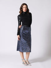 Load image into Gallery viewer, Whole Spangle Shiny Banding Midi Skirt
