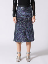 Load image into Gallery viewer, Whole Spangle Shiny Banding Midi Skirt

