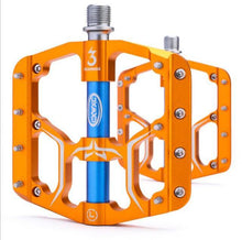 Load image into Gallery viewer, Wide Flat Mountain Road Cycling Bicycle Bike Pedal 3 Sealed Bearings 9/16 in Aluminum With Removable Antiskid Cleats Mountain Bike Pedal Platform Flat Bicycle Pedals Aluminum Alloy Non-Slip Metal Bike Pedals With 3 Bearings For Road
