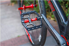 Load image into Gallery viewer, Wide Flat Mountain Road Cycling Bicycle Bike Pedal 3 Sealed Bearings 9/16 in Aluminum With Removable Antiskid Cleats Mountain Bike Pedal Platform Flat Bicycle Pedals Aluminum Alloy Non-Slip Metal Bike Pedals With 3 Bearings For Road
