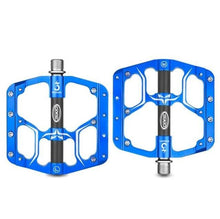 Load image into Gallery viewer, Wide Flat Mountain Road Cycling Bicycle Bike Pedal 3 Sealed Bearings 9/16 in Aluminum With Removable Antiskid Cleats Mountain Bike Pedal Platform Flat Bicycle Pedals Aluminum Alloy Non-Slip Metal Bike Pedals With 3 Bearings For Road
