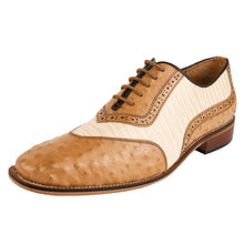 Load image into Gallery viewer, William Genuine Leather Two Tonned Lizard/Ostrich Print Oxford Shoes
