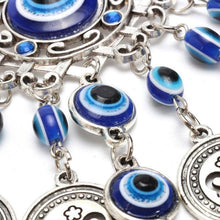 Load image into Gallery viewer, Wind Chimes Evil Eye Pendants Home Wall Hanging Decor Blessing Protection Gift Blue Evil Eye Wall Hanging Ornament With Round Eye Design Metal Home Decor Protection And Good Luck Charm Gift Blessing Protection Gift  Dream Catcher Blue Rhinestone
