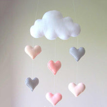 Load image into Gallery viewer, Wind Chimes Handmade Cloud Felt Love Pendant Baby Children Cloud Bed Bell Mobile Crib Jewelry Creative Pendant  Bedroom Loving Ceiling Hanging Heart Decor Girls Wind Chime Nursery Decoration
