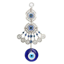 Load image into Gallery viewer, Wind Chimes Turkey Blue Evil Eye (Nazar) Amulet Pendants Home Blessing Protection Gift Ornaments Dream Catcher Blue Rhinestone Wall Hanging Home Decor Ornament Protection Good Luck Blessing Gift
