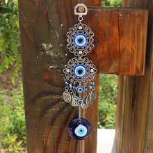 Load image into Gallery viewer, Wind Chimes Turkey Blue Evil Eye (Nazar) Amulet Pendants Home Blessing Protection Gift Ornaments Dream Catcher Blue Rhinestone Wall Hanging Home Decor Ornament Protection Good Luck Blessing Gift
