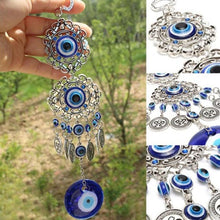 Load image into Gallery viewer, Wind Chimes Turkey Blue Evil Eye (Nazar) Amulet Pendants Home Blessing Protection Gift Ornaments Dream Catcher Blue Rhinestone Wall Hanging Home Decor Ornament Protection Good Luck Blessing Gift
