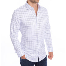 Load image into Gallery viewer, goTIELESS Ultimate Dress Shirt (White/Navy Windowpane)
