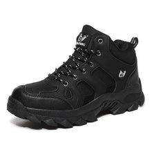 Load image into Gallery viewer, Winter Ankle Boots Mens Snow Warm Fur Leather Hiking Boots Outdoor Hunting Men's Work Warm Hiking Boots High Top Winter Outdoor Walking Lace Up Anti-Slip Breathable Ankle Booties For Mens
