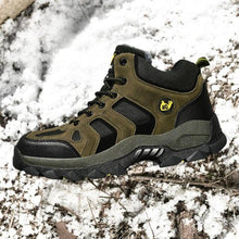 Load image into Gallery viewer, Winter Ankle Boots Mens Snow Warm Fur Leather Hiking Boots Outdoor Hunting Men's Work Warm Hiking Boots High Top Winter Outdoor Walking Lace Up Anti-Slip Breathable Ankle Booties For Mens

