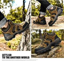 Load image into Gallery viewer, Winter Ankle Boots Mens Snow Warm Fur Leather Hiking Boots Outdoor Hunting Men's Work Warm Hiking Boots High Top Winter Outdoor Walking Lace Up Anti-Slip Breathable Ankle Booties For Mens
