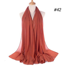 Load image into Gallery viewer, Winter Fashion Long Solid Color Soft Muslim Bubble Chiffon Hijab Scarf Shawls Hijab Elegant Scarf Wrap Lightweight Islamic Head Wear Escharpe Shawls Headband Wraps Lightweight Head Scarves Ladies Hijabs For  Women
