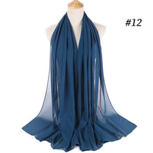 Load image into Gallery viewer, Winter Fashion Long Solid Color Soft Muslim Bubble Chiffon Hijab Scarf Shawls Hijab Elegant Scarf Wrap Lightweight Islamic Head Wear Escharpe Shawls Headband Wraps Lightweight Head Scarves Ladies Hijabs For  Women
