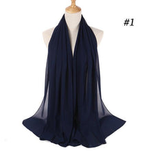 Load image into Gallery viewer, Winter Fashion Long Solid Color Soft Muslim Bubble Chiffon Hijab Scarf Shawls Hijab Elegant Scarf Wrap Lightweight Islamic Head Wear Escharpe Shawls Headband Wraps Lightweight Head Scarves Ladies Hijabs For  Women
