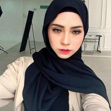 Load image into Gallery viewer, Winter Fashion Long Solid Color Soft Muslim Bubble Chiffon Hijab Scarf Shawls Hijab Elegant Scarf Wrap Lightweight Islamic Head Wear Escharpe Shawls Headband Wraps Lightweight Head Scarves Ladies Hijabs For  Women
