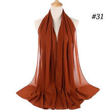 Load image into Gallery viewer, Winter Fashion Long Solid Color Soft Muslim Bubble Chiffon Hijab Scarf Shawls Hijab Elegant Scarf Wrap Lightweight Islamic Head Wear Escharpe Shawls Headband Wraps Lightweight Head Scarves Ladies Hijabs For  Women
