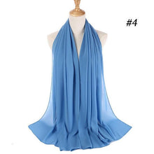 Load image into Gallery viewer, Winter Fashion Long Solid Color Soft Muslim Bubble Chiffon Hijab Scarf Shawls Hijab Elegant Scarf Wrap Lightweight Islamic Head Wear Escharpe Shawls Headband Wraps Lightweight Head Scarves Ladies Hijabs For  Women
