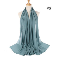 Load image into Gallery viewer, Winter Fashion Long Solid Color Soft Muslim Bubble Chiffon Hijab Scarf Shawls Hijab Elegant Scarf Wrap Lightweight Islamic Head Wear Escharpe Shawls Headband Wraps Lightweight Head Scarves Ladies Hijabs For  Women
