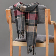 Load image into Gallery viewer, Winter Fashion Outdoor Plaid Soft Scarf Unisex Shawl Scarfs Warm Lightweight Wrap Muffler Elegant Cashmere Hijab Stylish Scarf Tassels For Women Men 185*35cm

