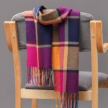 Load image into Gallery viewer, Winter Fashion Outdoor Plaid Soft Scarf Unisex Shawl Scarfs Warm Lightweight Wrap Muffler Elegant Cashmere Hijab Stylish Scarf Tassels For Women Men 185*35cm
