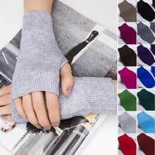 Load image into Gallery viewer, Winter Gloves Female Fingerless Gloves Without Fingers Women Warm Winter Gloves Hand Wrist Warmer For Women Winter Cute Solid Color Half Knitted Wool Gloves
